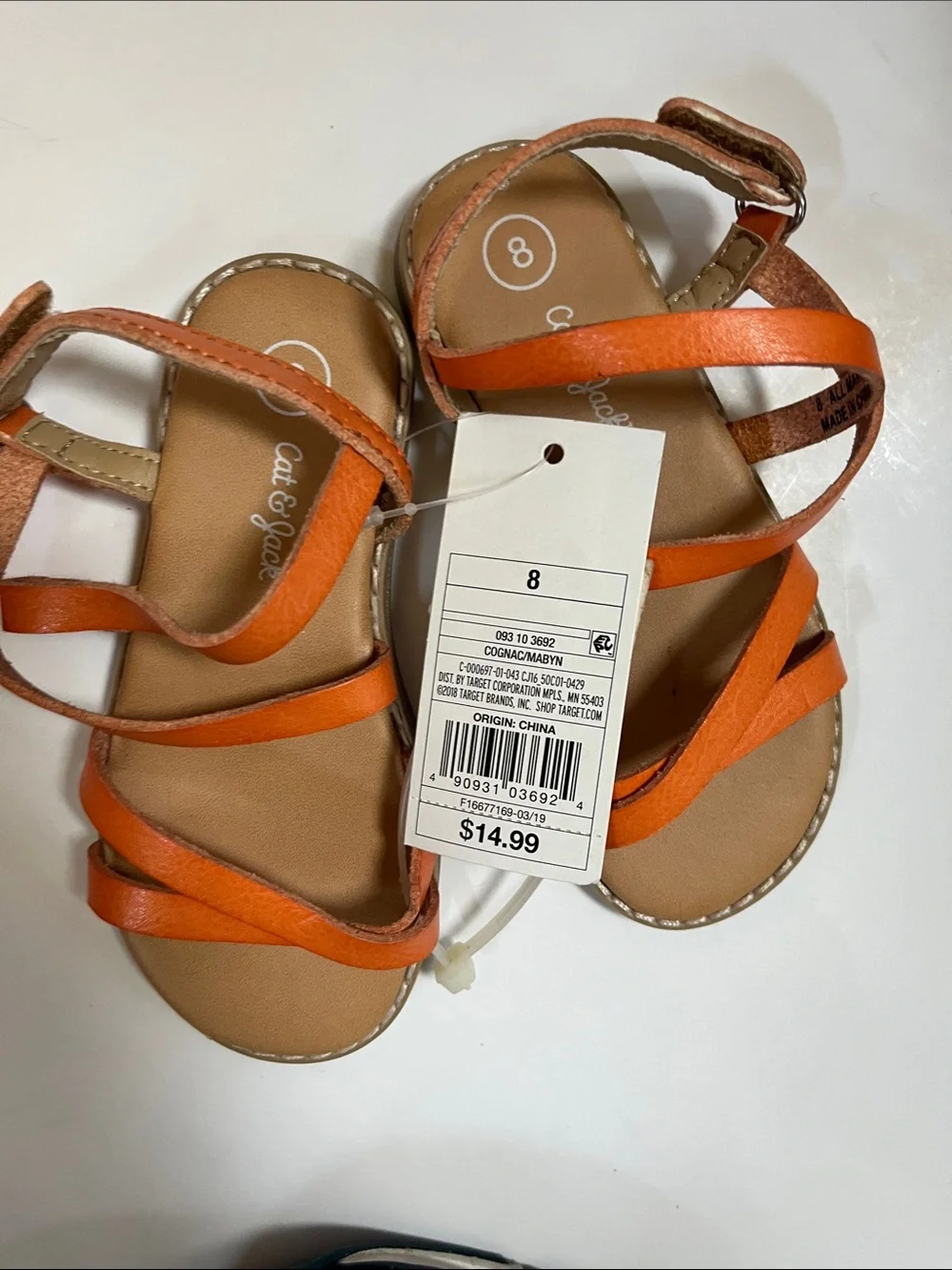 Cat & Jack Orange Strappy Girls Sandals & Multicolor Closed-Toe Sport Sandals
